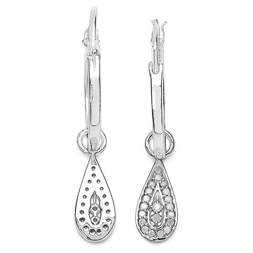 0.28 Carat Genuine White Diamond .925 Sterling Silver Earrings Bids.com