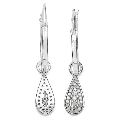 0.28 Carat Genuine White Diamond .925 Sterling Silver Earrings Bids.com