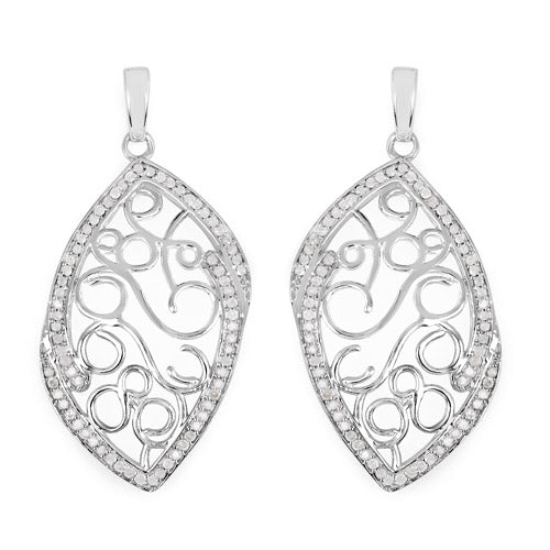 0.73 Carat Genuine White Diamond .925 Sterling Silver Earrings Bids.com