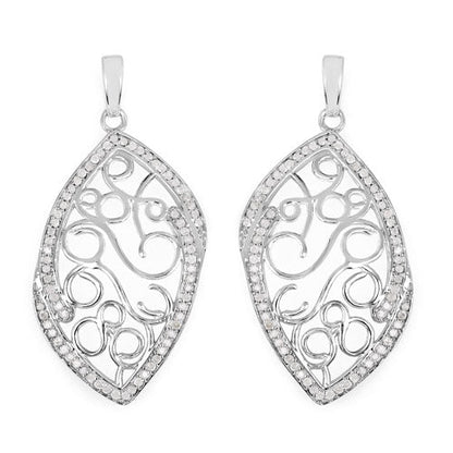 0.73 Carat Genuine White Diamond .925 Sterling Silver Earrings Bids.com