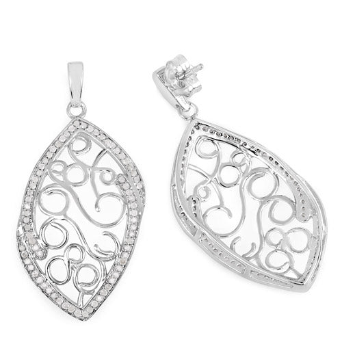 0.73 Carat Genuine White Diamond .925 Sterling Silver Earrings Bids.com