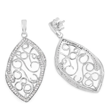 0.73 Carat Genuine White Diamond .925 Sterling Silver Earrings Bids.com