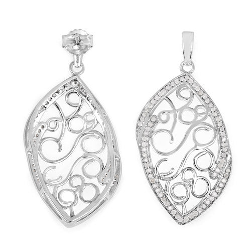0.73 Carat Genuine White Diamond .925 Sterling Silver Earrings Bids.com