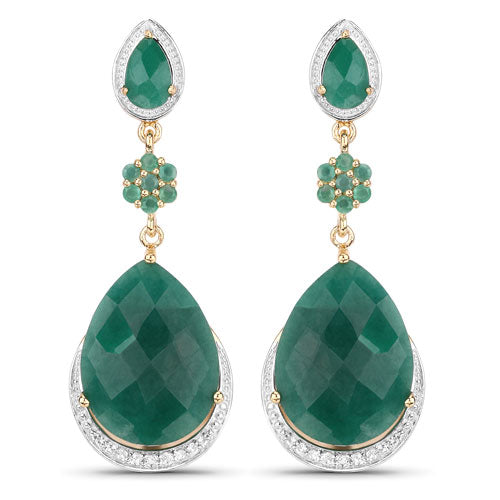 22.70 Carat Dyed Emerald and White Topaz .925 Sterling Silver Earrings Bids.com