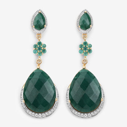 22.70 Carat Dyed Emerald and White Topaz .925 Sterling Silver Earrings Bids.com