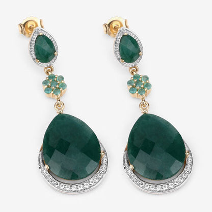 22.70 Carat Dyed Emerald and White Topaz .925 Sterling Silver Earrings Bids.com