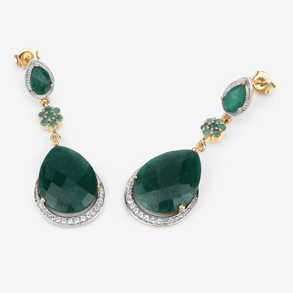 22.70 Carat Dyed Emerald and White Topaz .925 Sterling Silver Earrings Bids.com