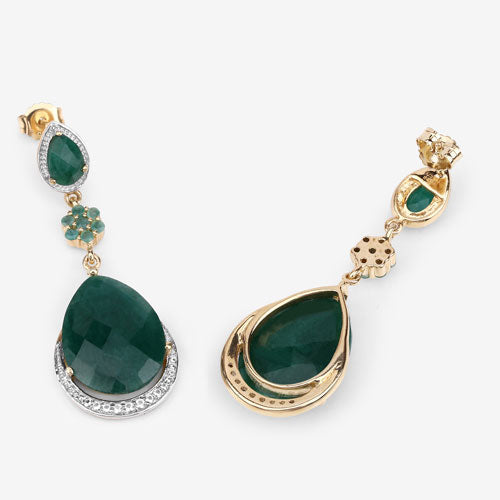 22.70 Carat Dyed Emerald and White Topaz .925 Sterling Silver Earrings Bids.com