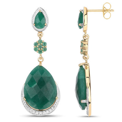 22.70 Carat Dyed Emerald and White Topaz .925 Sterling Silver Earrings Bids.com
