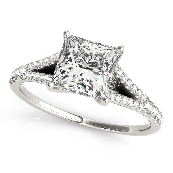 14k White Gold Princess Cut Split Shank Diamond Engagement Ring (1 1/8 cttw) Bids.com