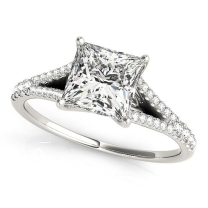 14k White Gold Princess Cut Split Shank Diamond Engagement Ring (1 1/8 cttw) Bids.com