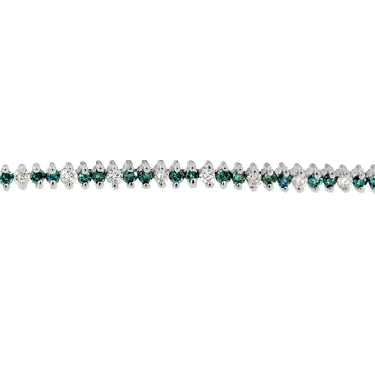 14K White Gold Round-Cut white and Blue Diamond Fashion Bracelet (3.70 cttw, H-I Color, SI1-SI2 Clarity) Bids.com