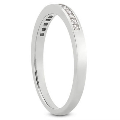 14k White Gold Channel Set Princess Diamond Wedding Ring Band Bids.com