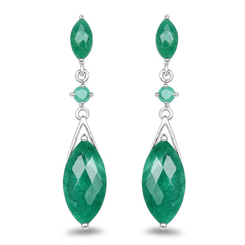 8.52 Carat Dyed Emerald & Emerald .925 Sterling Silver Earrings Bids.com