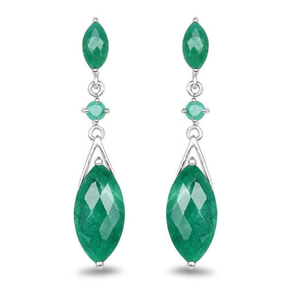 8.52 Carat Dyed Emerald & Emerald .925 Sterling Silver Earrings Bids.com