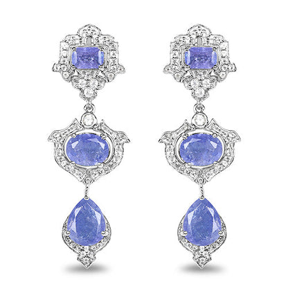 7.73 Carat Genuine Tanzanite and White Topaz .925 Sterling Silver Earrings Bids.com