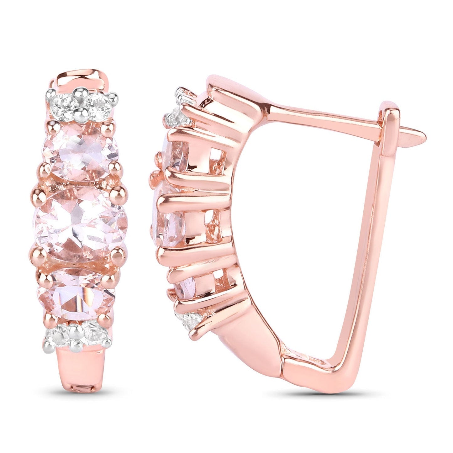 1.32 Carat Genuine Morganite and White Topaz .925 Sterling Silver Earrings Bids.com