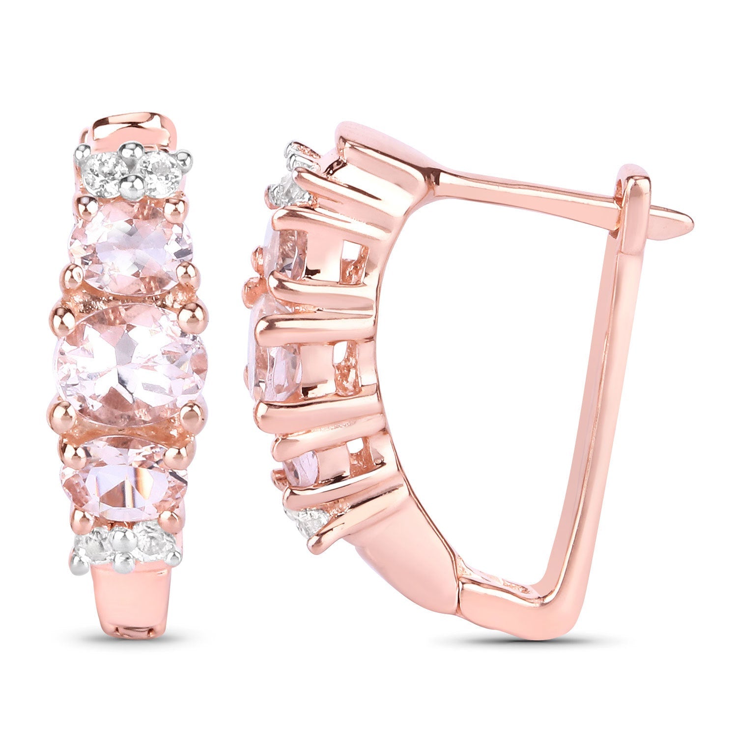1.32 Carat Genuine Morganite and White Topaz .925 Sterling Silver Earrings Bids.com