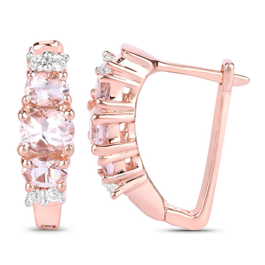 1.32 Carat Genuine Morganite and White Topaz .925 Sterling Silver Earrings Bids.com