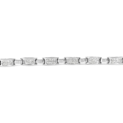 14K White Gold 2.0 Cttw Princess Cut Invisible Set Diamond Rectangular Link Bracelet (I-J Color, I1-I2 Clarity) - 7.25" Bids.com