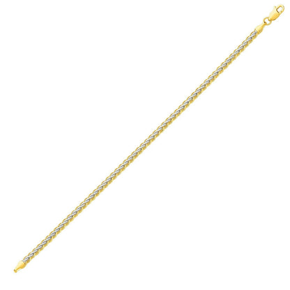 Two-Toned Fine Wheat Chain Bracelet in 10k Yellow and White Gold Bids.com