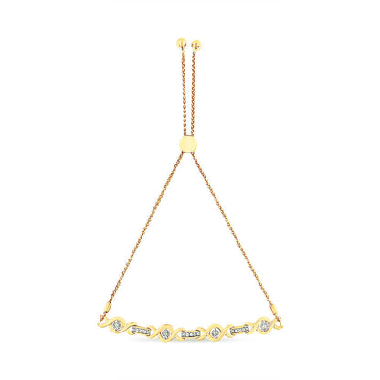 14K Yellow Gold Plated .925 Sterling Silver Channel Set Diamond Accent Twist 4â€-10â€ Adjustable Bolo Bracelet (I-J Color, I3 Clarity) Bids.com
