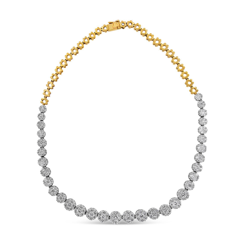 IGI Certified 14K Yellow Gold 14 3/4 cttw Pave Set Round-Cut Diamond Riviera Necklace (F-G Color, S2-I1 Clarity) Bids.com