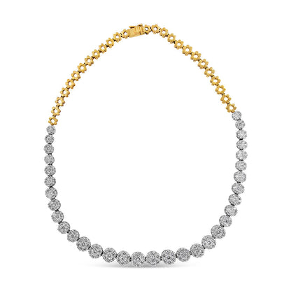 IGI Certified 14K Yellow Gold 14 3/4 cttw Pave Set Round-Cut Diamond Riviera Necklace (F-G Color, S2-I1 Clarity) Bids.com