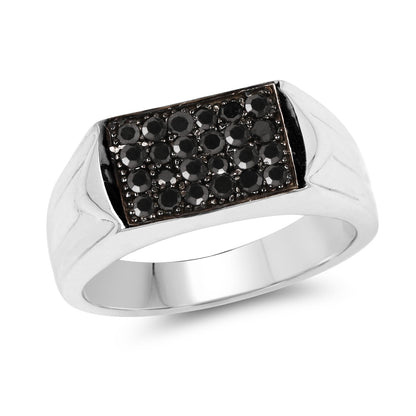 0.42 Carat Genuine Black Diamond .925 Sterling Silver Ring Bids.com