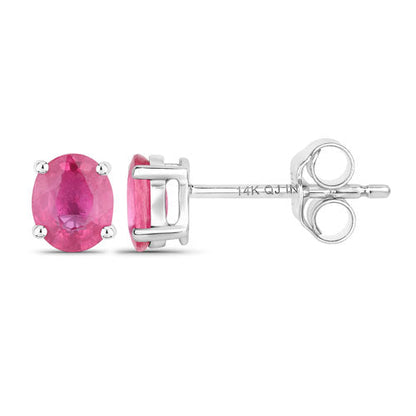 0.60 Carat Genuine Ruby 14K White Gold Earrings Bids.com