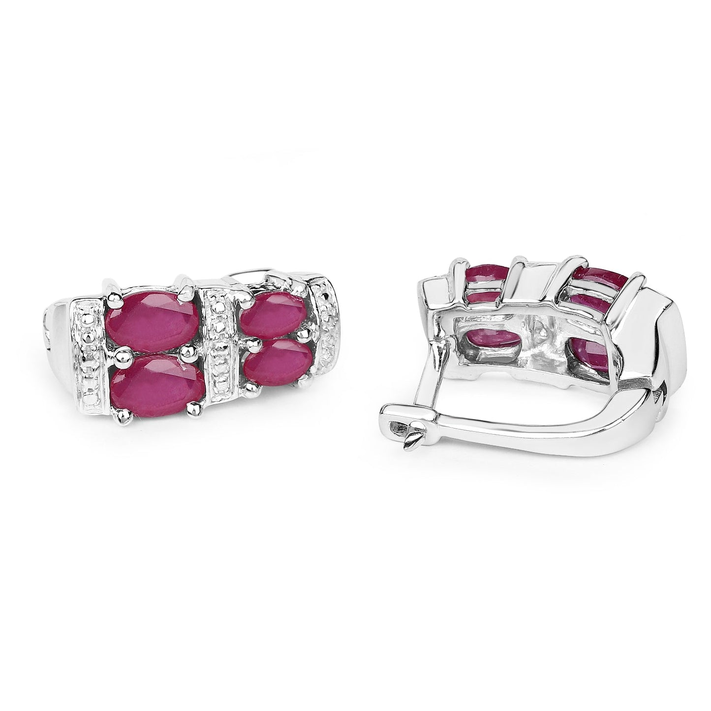 3.20 Carat Glass Filled Ruby .925 Sterling Silver Earrings Bids.com