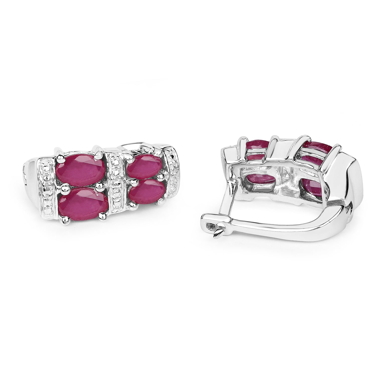 3.20 Carat Glass Filled Ruby .925 Sterling Silver Earrings Bids.com