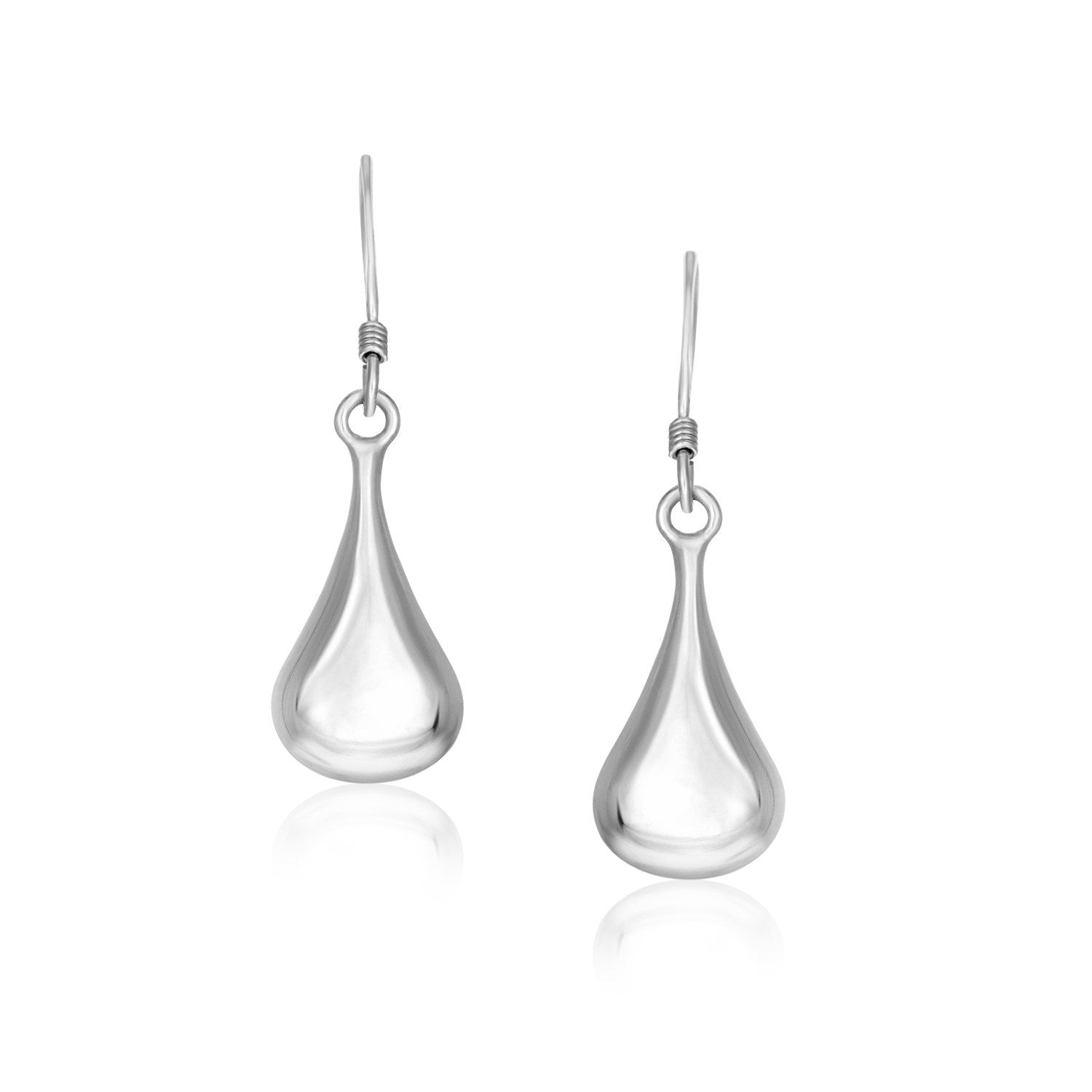 Sterling Silver Long Teardrop Shape Puff Drop Earrings Bids.com
