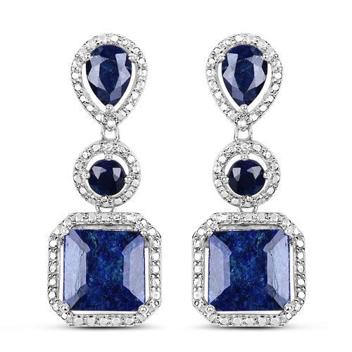 11.62 Carat Dyed Sapphire .925 Sterling Silver Earrings Bids.com