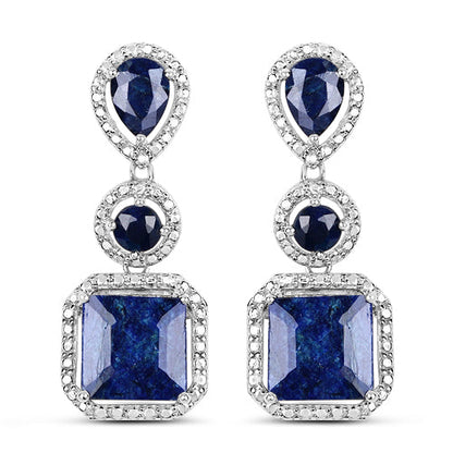 11.62 Carat Dyed Sapphire .925 Sterling Silver Earrings Bids.com