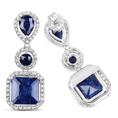 11.62 Carat Dyed Sapphire .925 Sterling Silver Earrings Bids.com
