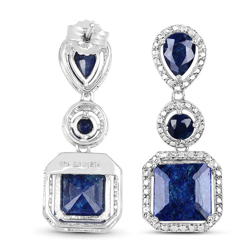 11.62 Carat Dyed Sapphire .925 Sterling Silver Earrings Bids.com