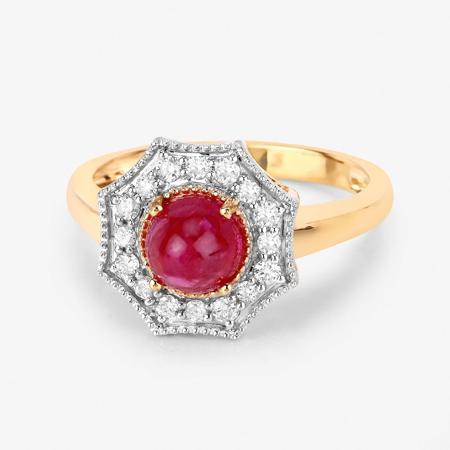 2.01 Carat Genuine Ruby and White Diamond 14K Yellow Gold Ring Bids.com