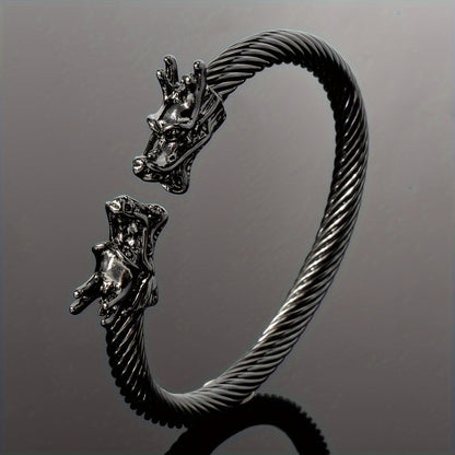 Double Dragon Copper Bracelet – Rock & Hip-Hop Style, Unisex DailySale