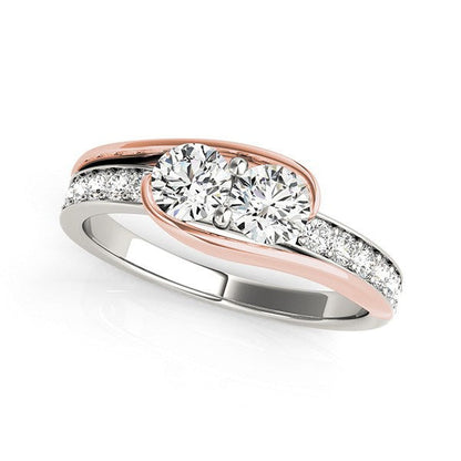 Two Stone Diamond Ring in 14k White And Rose Gold (3/4 cttw) Bids.com