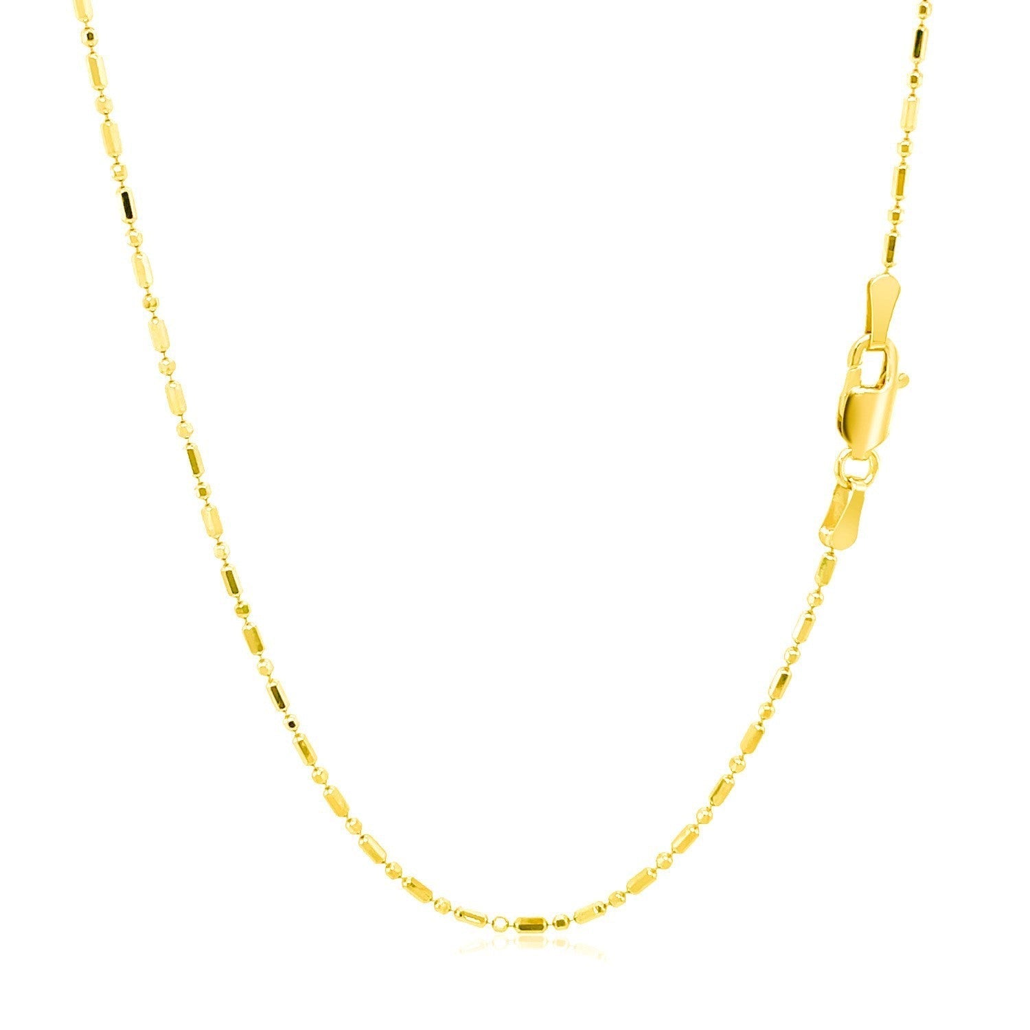 14k Yellow Gold Diamond-Cut Alternating Bead Chain 1.2mm Bids.com
