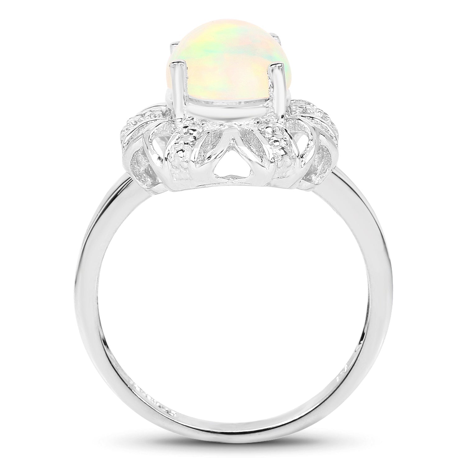 1.73 Carat Genuine Ethiopian Opal & White Topaz .925 Sterling Silver Ring Bids.com