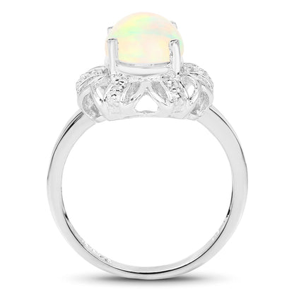 1.73 Carat Genuine Ethiopian Opal & White Topaz .925 Sterling Silver Ring Bids.com