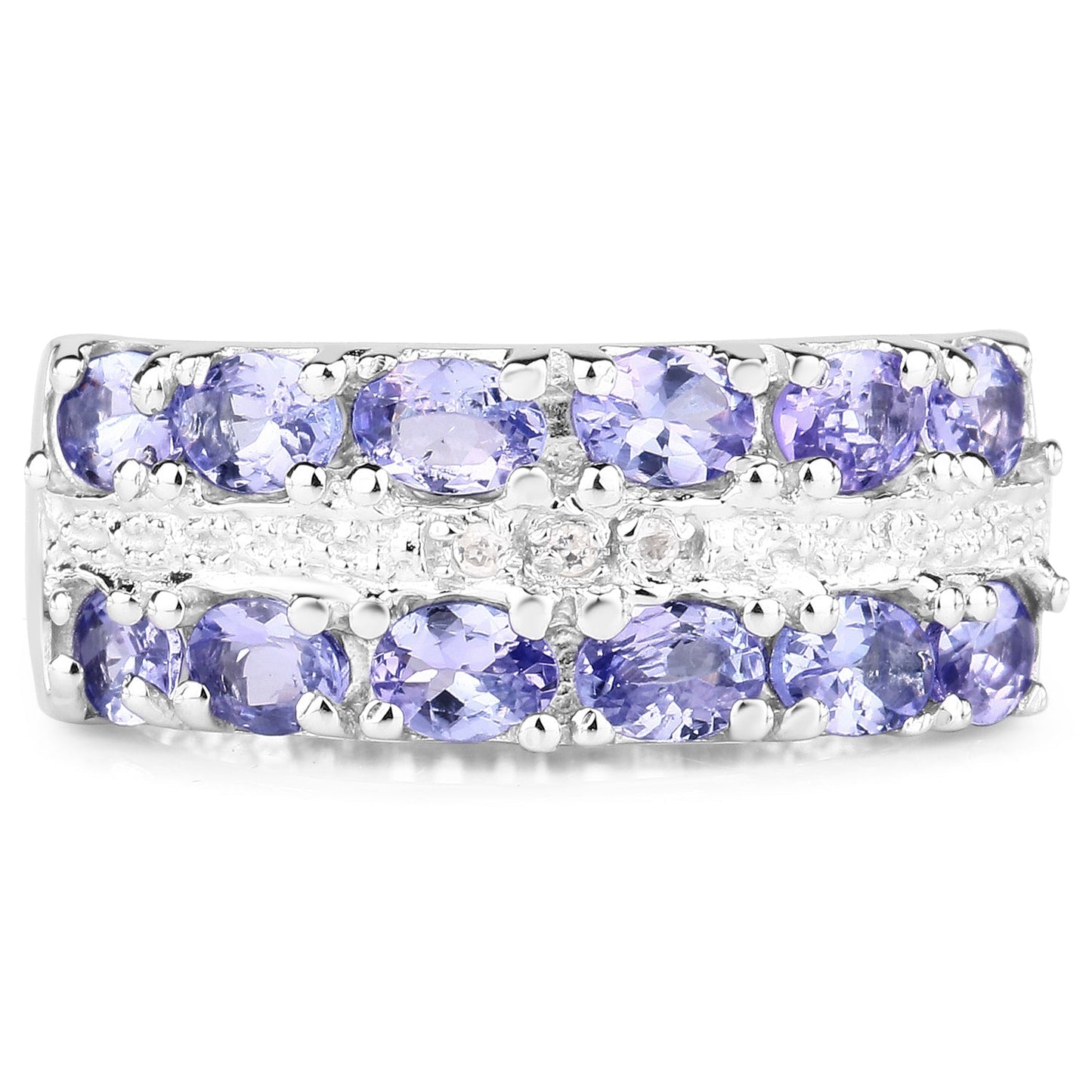 2.05 Carat Genuine Tanzanite and White Topaz .925 Sterling Silver Ring Bids.com