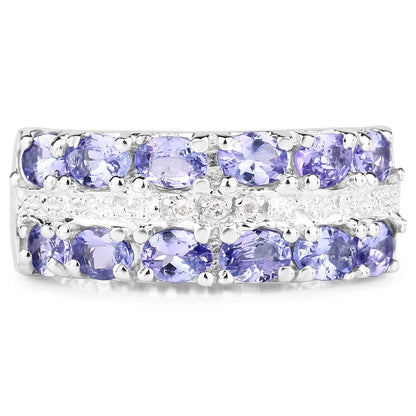 2.05 Carat Genuine Tanzanite and White Topaz .925 Sterling Silver Ring Bids.com