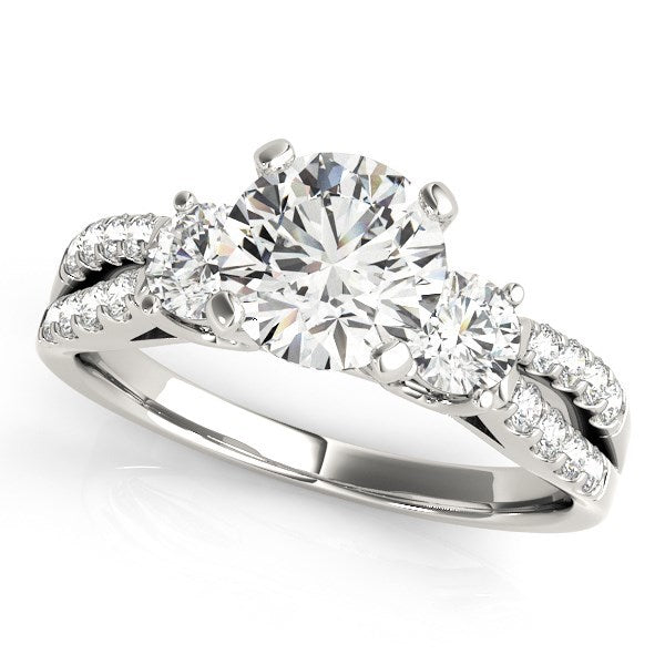 14k White Gold Split Shank 3 Stone Round Diamond Engagement Ring (2 cttw) Bids.com