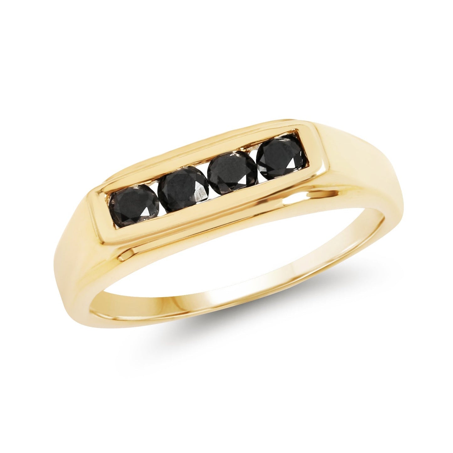 14K Yellow Gold Plated 0.48 Carat Genuine Black Diamond .925 Sterling Silver Ring Bids.com