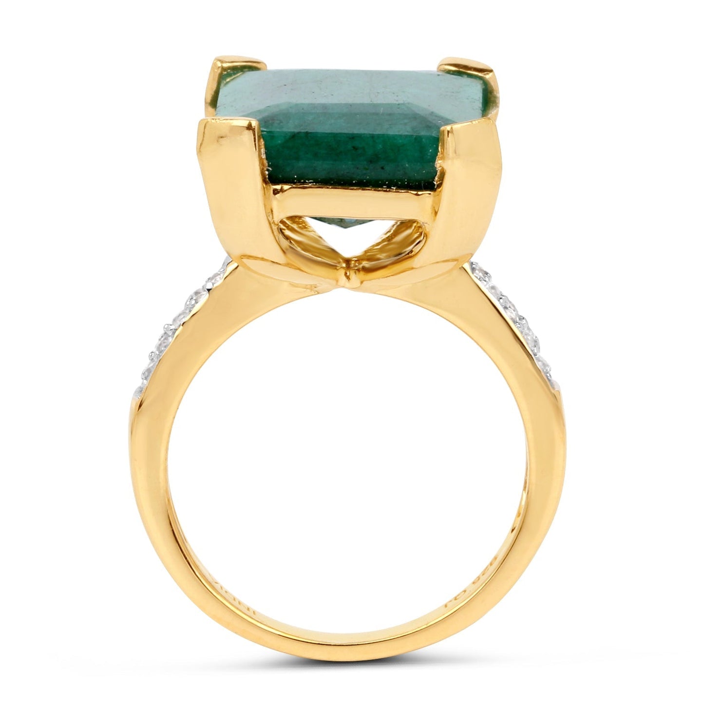 7.64 Carat Dyed Emerald and White Diamond .925 Sterling Silver Ring Bids.com