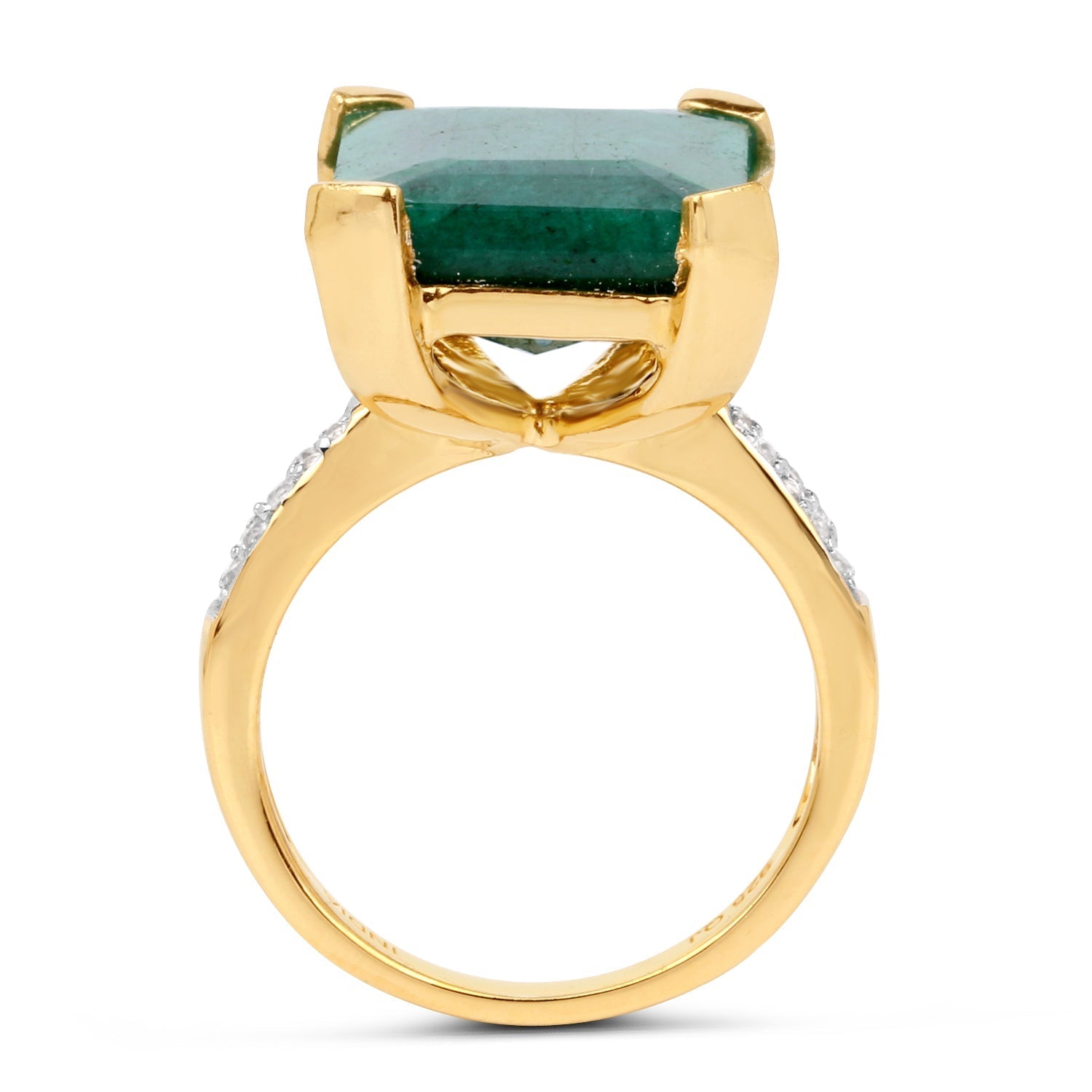 7.64 Carat Dyed Emerald and White Diamond .925 Sterling Silver Ring Bids.com