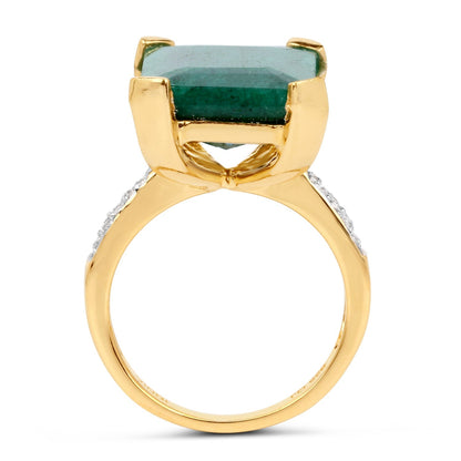 7.64 Carat Dyed Emerald and White Diamond .925 Sterling Silver Ring Bids.com